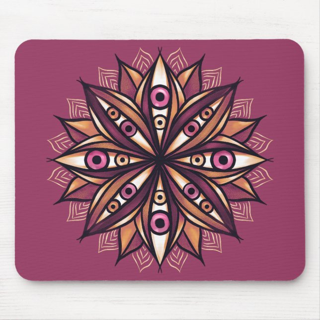 Mousepad Flor Psicodélico com Olhos Crepáveis de Trippy (Frente)