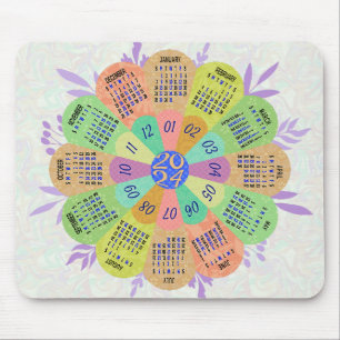 Mousepad Flor Retroativo Arredondado Único do Calendário 20