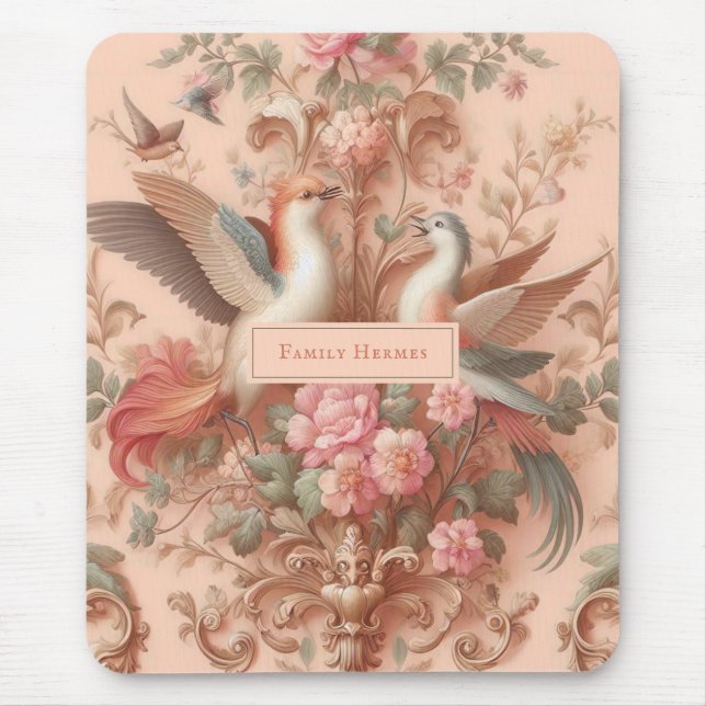 Mousepad Flor Rococó Rosa Barroco Rosa Morris (Frente)