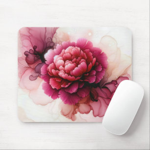 Mousepad Flor Rosa De Pedônia Na Tinta Do Álcool