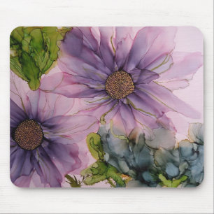 Mousepad flor rosa e púrpura de álcool
