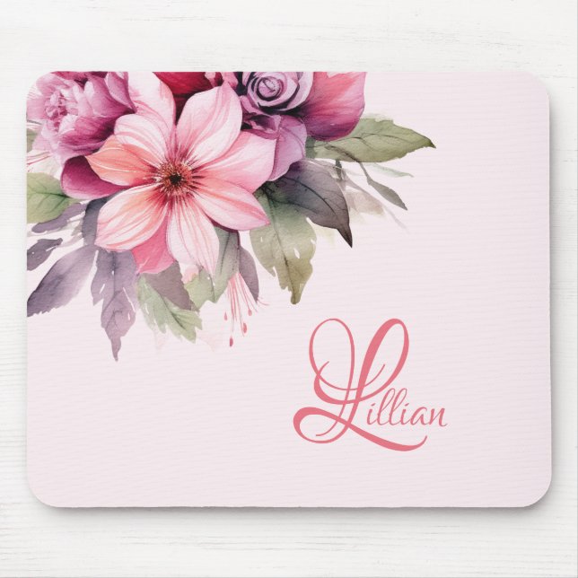 Mousepad Flor rosa personalizado (Frente)