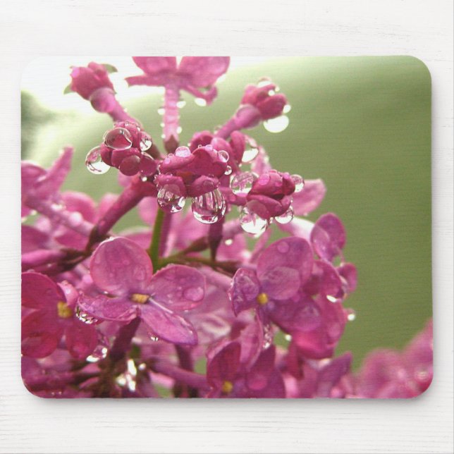 Mousepad Flor Roxo com Pad do Mouse Raindrops (Frente)