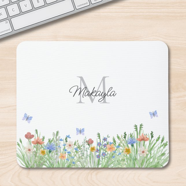 Mousepad Flor selvagem monograma (Criador carregado)
