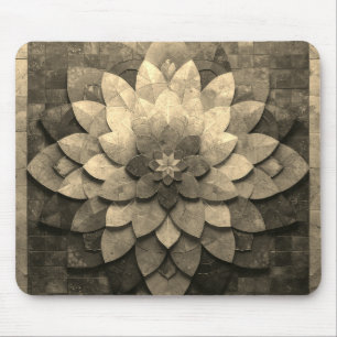 Mousepad Flor Texturizada com Mandala, Ouro antigo