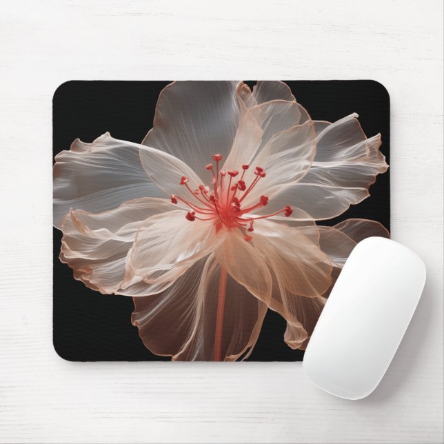 Mousepad Flor translúcida elegante a preto (Com mouse)