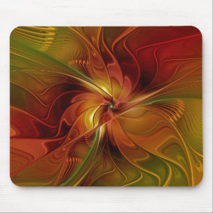 Mousepad Flor verde-laranja-abstrato Vermelho Castanho-Cast