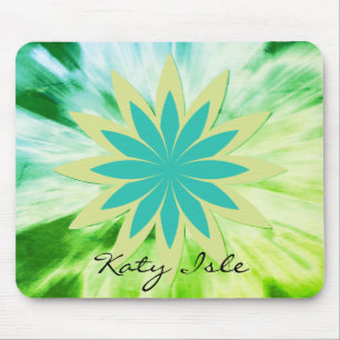 Mousepad Flor Verde Lótus Aquarela Tinta Étnica