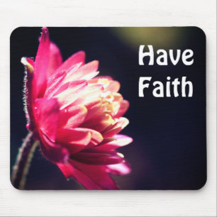 Mousepad Flor Vermelha Tem Fé Inspiradora