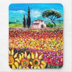 Mousepad FLORA NA TUSCÂNIA/ Campos, Papagaios e girassóis
