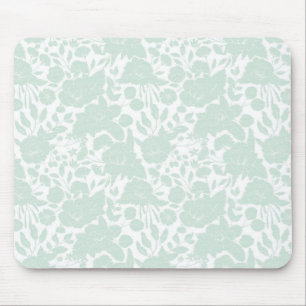 Mousepad Floral à moda branco verde pastel elegante do