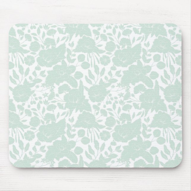 Mousepad Floral à moda branco verde pastel elegante do (Frente)
