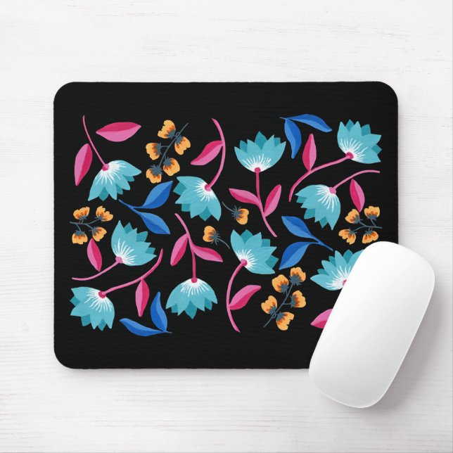 Mousepad Floral Abstrato Pintado com Cores Vibrantes (Com mouse)