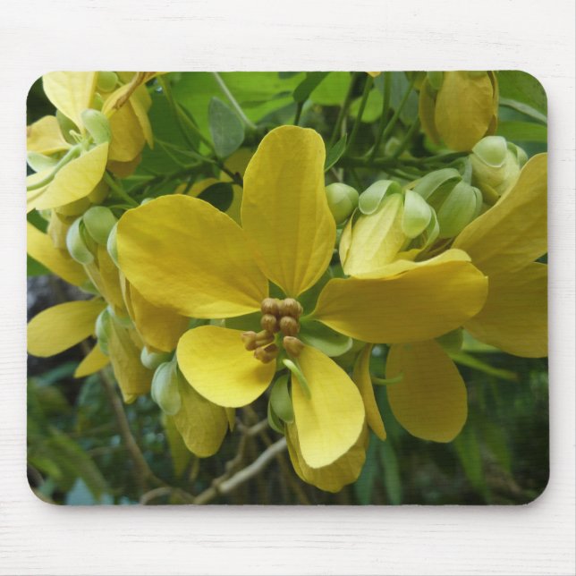 Mousepad Floral Amarelo Tropical de Chá ouro (Frente)