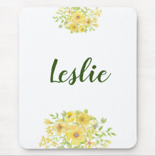Mousepad Floral aquarela amarela