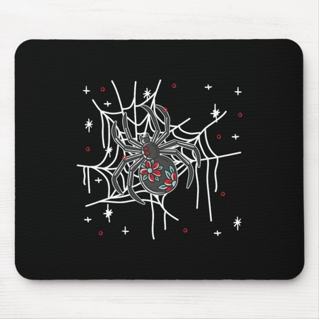 Mousepad Floral Aranha Preguiçosa Fita De Halloween (Frente)