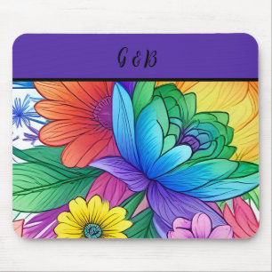 Mousepad floral arco-íris lgbtq