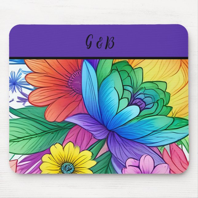 Mousepad floral arco-íris lgbtq (Frente)