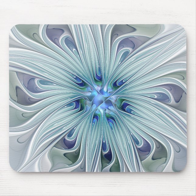 Mousepad Floral Beauty Abstrato Modern Blue Pastel Flower (Frente)