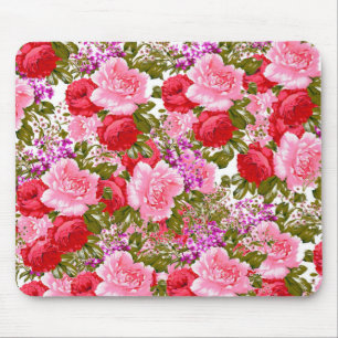 Mousepad Floral boémio rosa vermelha dos rosas verdes do