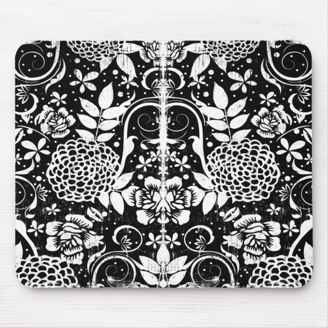 Mousepad Floral Branco e Preto (Frente)