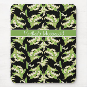 Mousepad floral chique: Lírios do vale, pretos