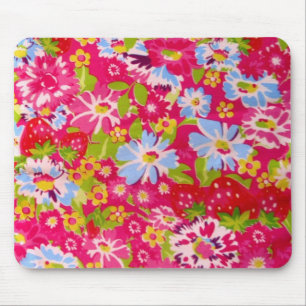 Mousepad Floral colorido da morango cor-de-rosa