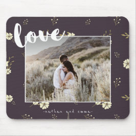 Mousepad Floral com Foto de Tipografia do Amor