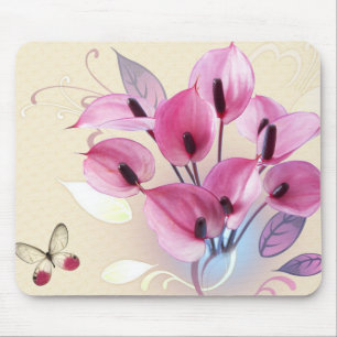Mousepad floral cor-de-rosa elegante