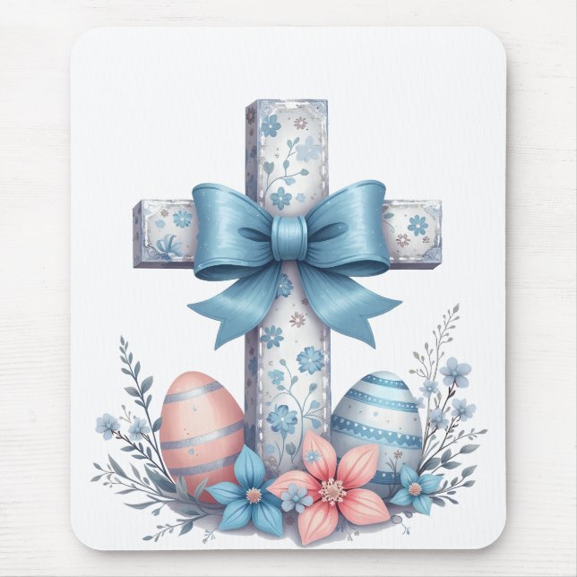 Mousepad Floral Cross Coquette Jesus Arco Religião Cristã (Frente)