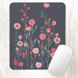 Mousepad Floral Dark Boho<br><div class="desc">Arte botânica moderna. Bonito pintura floral cor-de-rosa e solta sobre fundo de cinza escura. Arte original de Nic Squirrell.</div>