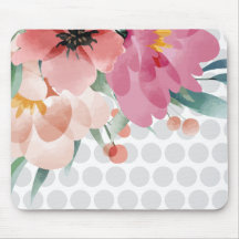 Mousepad Floral de Bolinhas com Flor de Aquarela