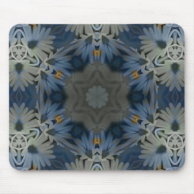Mousepad Floral de Margarida Azul Antiquado (Frente)