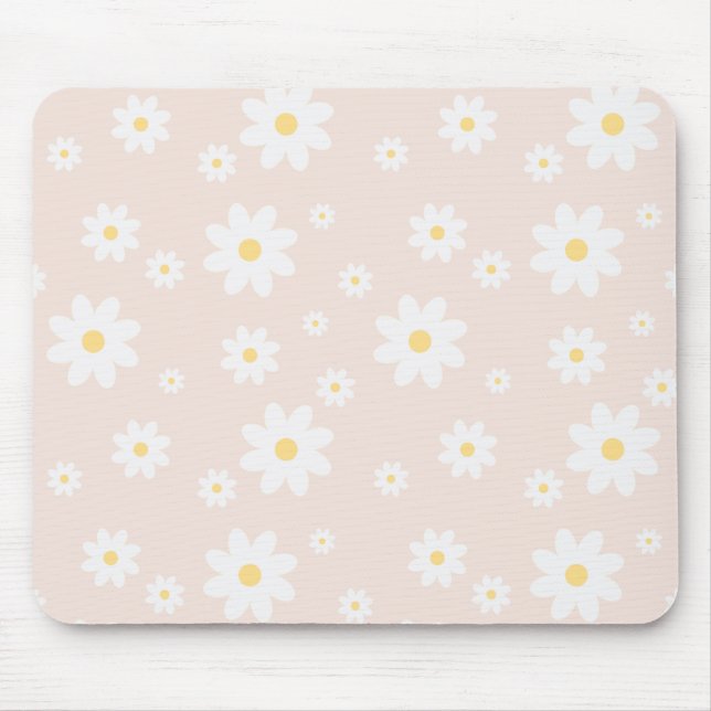 Mousepad Floral de Margarida Branca Simples (Frente)