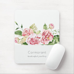 Mousepad Floral de Peony Floral, Cor Verde Rosa Elegante