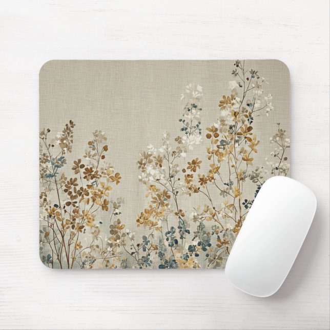 Mousepad floral de prado âmbar (Com mouse)