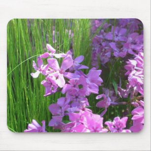 Mousepad Floral de Verão de Flox e Grama Rosa