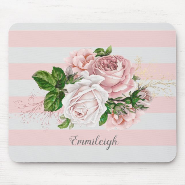 Mousepad Floral de Vintage Rosa, Strike (Frente)