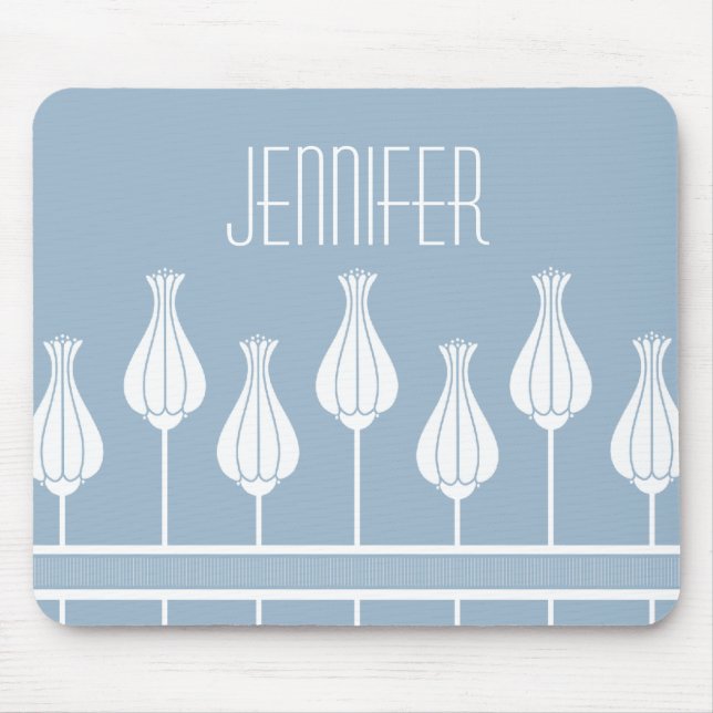 Mousepad Floral Deco Azul Claro (Frente)