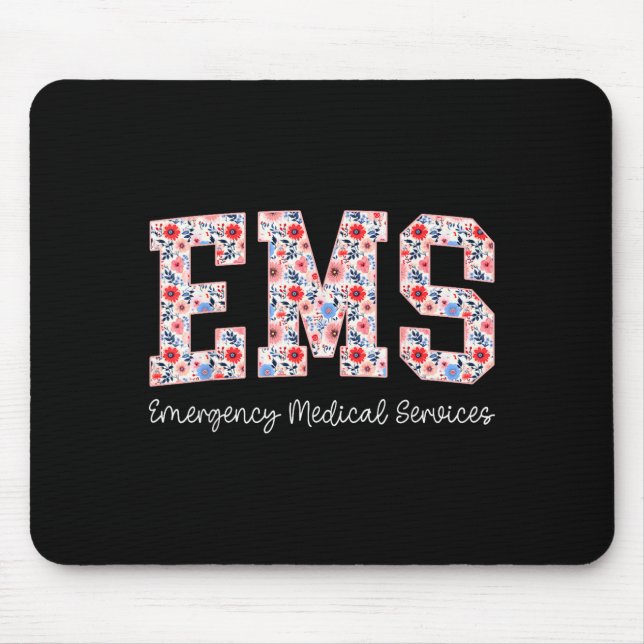 Mousepad Floral Ems Emergency Medical Services Emt Wildflow (Frente)