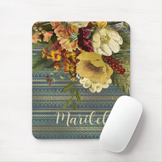 Mousepad Floral Escuro Personalizado (Com mouse)