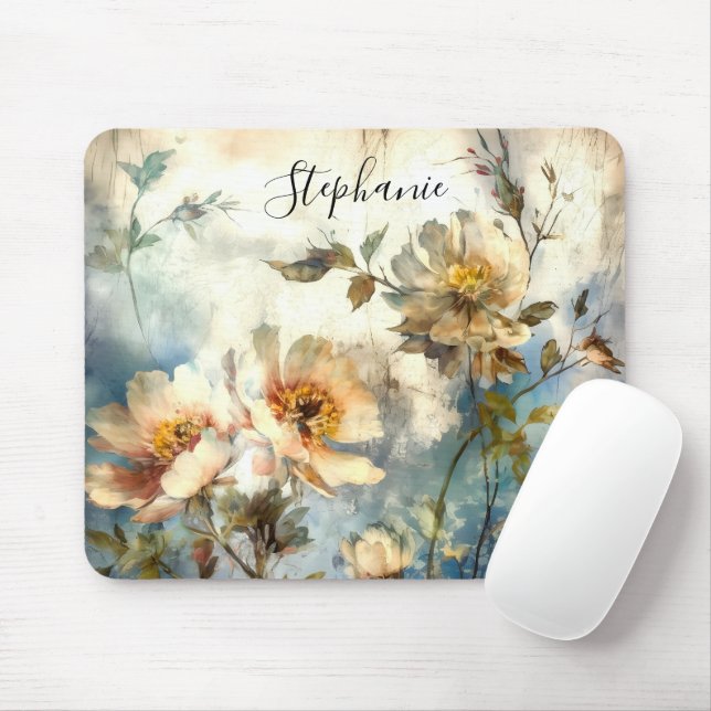 Mousepad Floral Etéreo Personalizado Escuro (Com mouse)