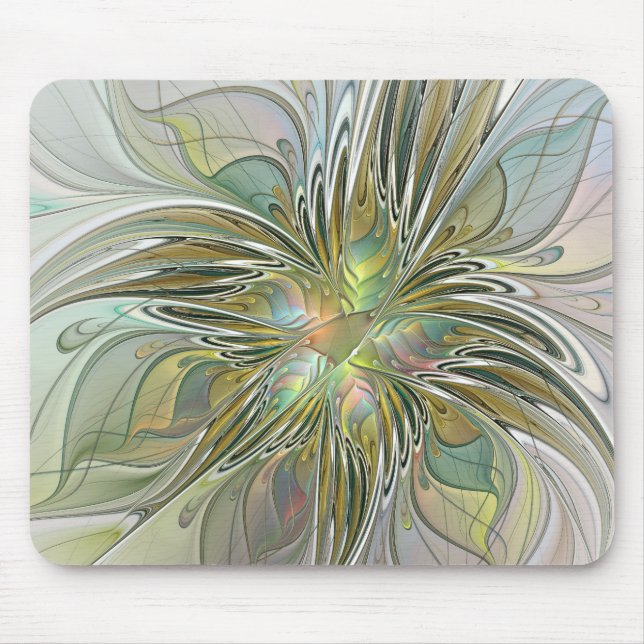 Mousepad Floral Fantasy Moderna Arte Fractal Flor Com Doura (Frente)