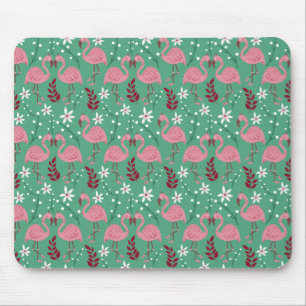 Mousepad Floral flamingo sem costura, padrão rosa verde