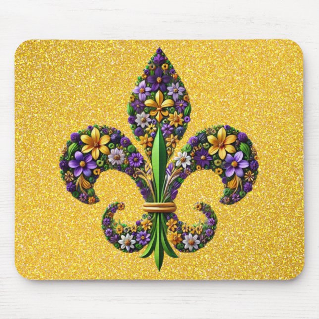 Mousepad Floral Mardi Gras fleur de lis (Frente)