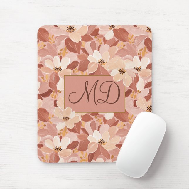 Mousepad Floral Marrom Terroso Pintado (Com mouse)