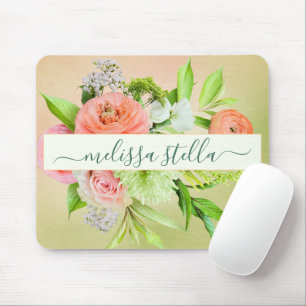 Mousepad Floral Ousado Moderno Rosa Verde   Presente Femini