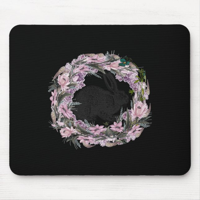 Mousepad Floral Pattern And Bunny Rabbit  (Frente)