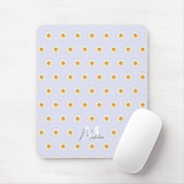 Mousepad Floral Personalizado Daisy - Nome Persona (Com mouse)