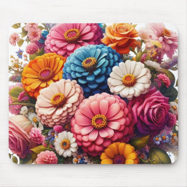 Mousepad Floral/Primavera Zinnia/Rosa (Frente)